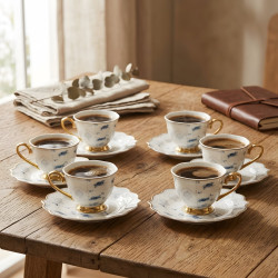 Coffee Cup and Saucer Set - 6 Pcs